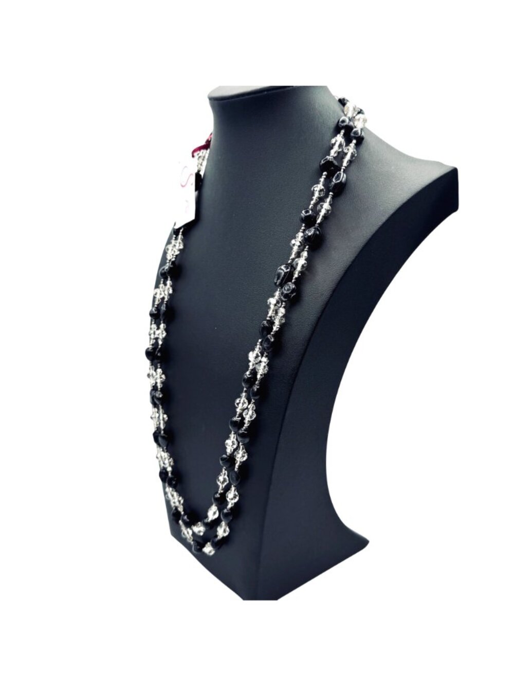 Crystal and Black Lampwork Bead Necklace 60" Long Opera Length by Sukhmani 80g - Picture 7 of 16